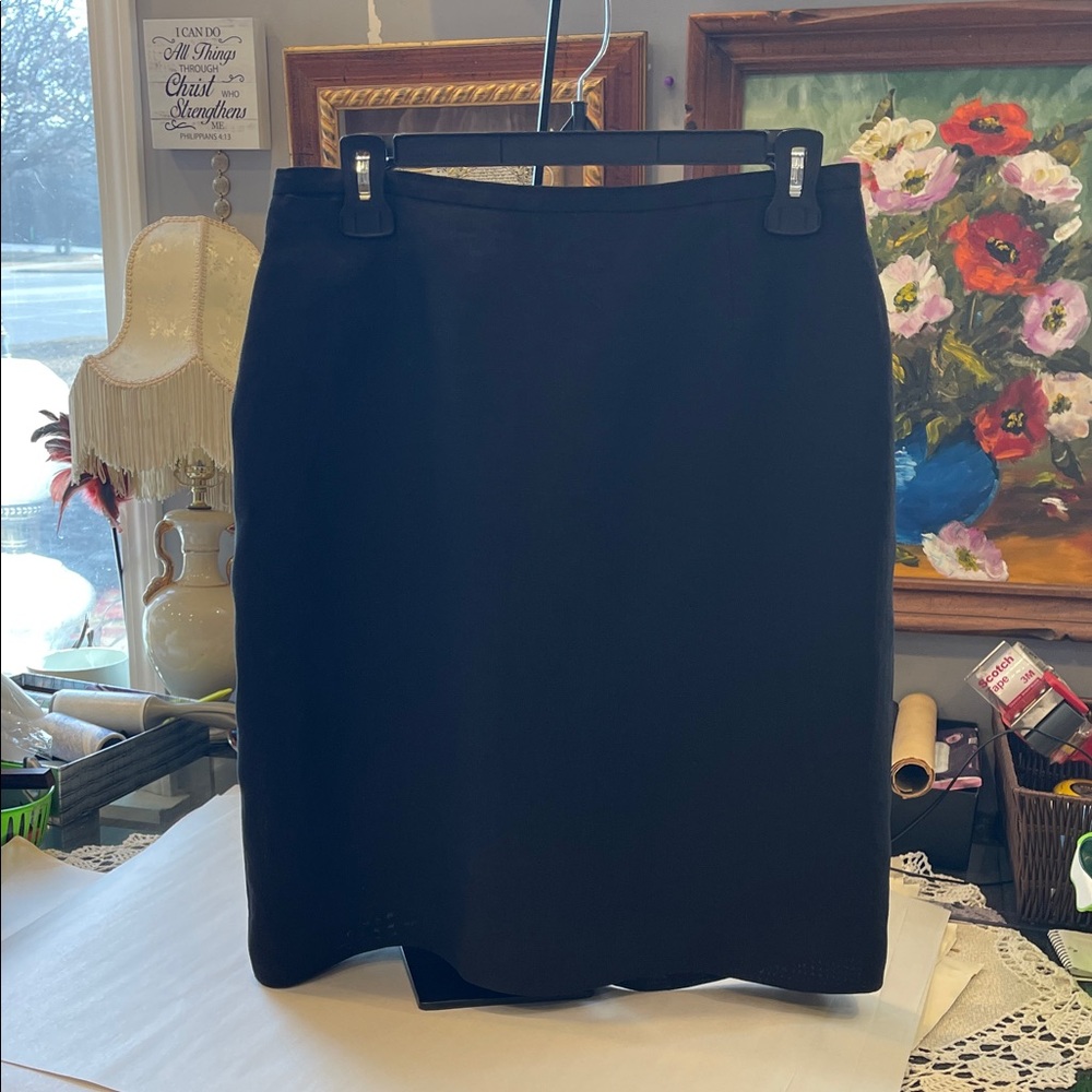 Talbots Classic Black Pencil Skirt size 10 Irish linen